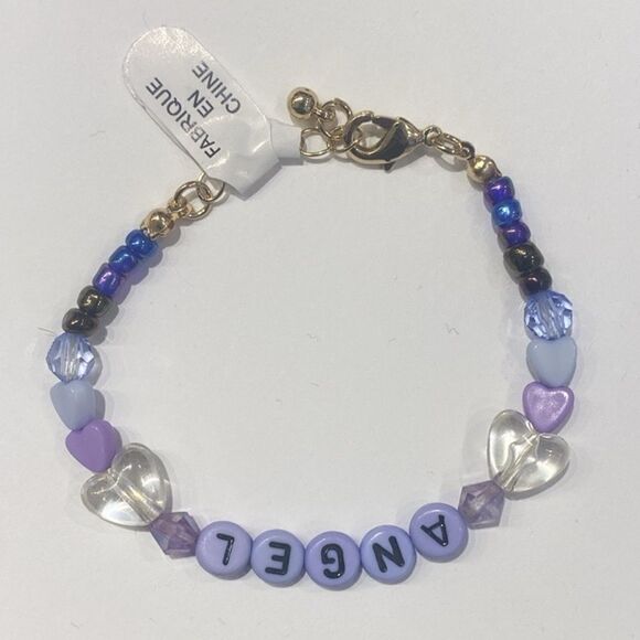 Urban Outfitters Angel Beaded Letter Word Bracelet Blue & Purple Multicolor - Picture 3 of 3